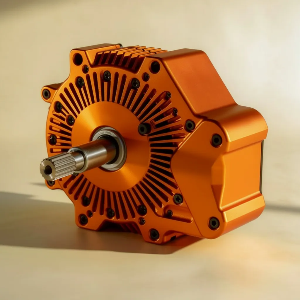 Mortirolo 14-speed gearbox unit in orange anodized aluminum, drive side with splined input shaft